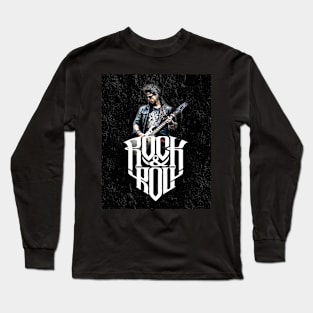 Rock and Roll: Guitarist No 2 on a Dark Background Long Sleeve T-Shirt